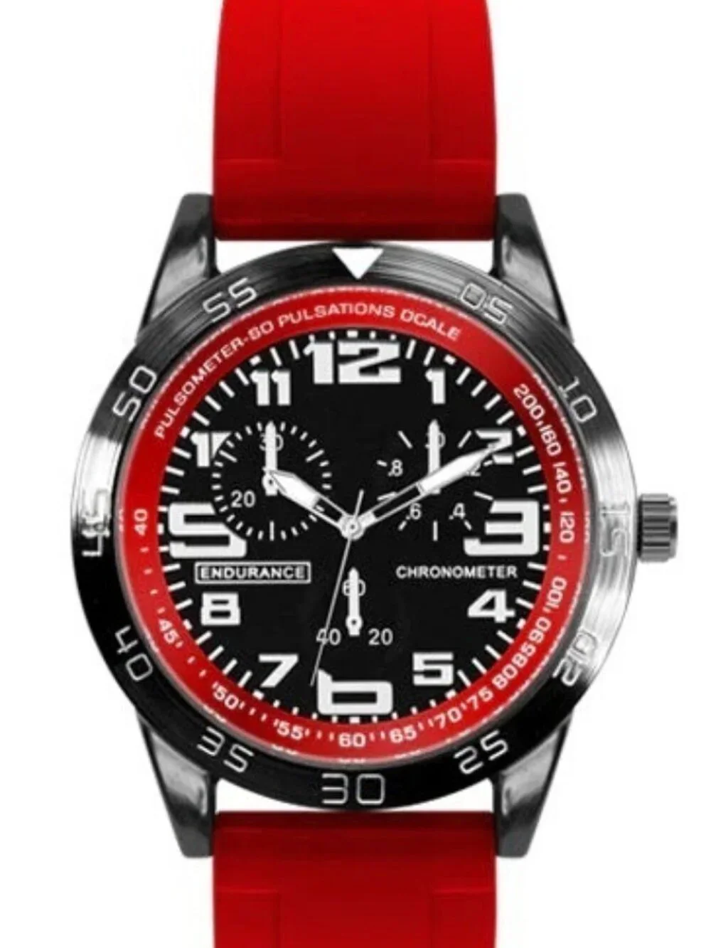 MC Montres Carlo Men's Dark Chrome & Red 42mm Quartz Watch NEW
